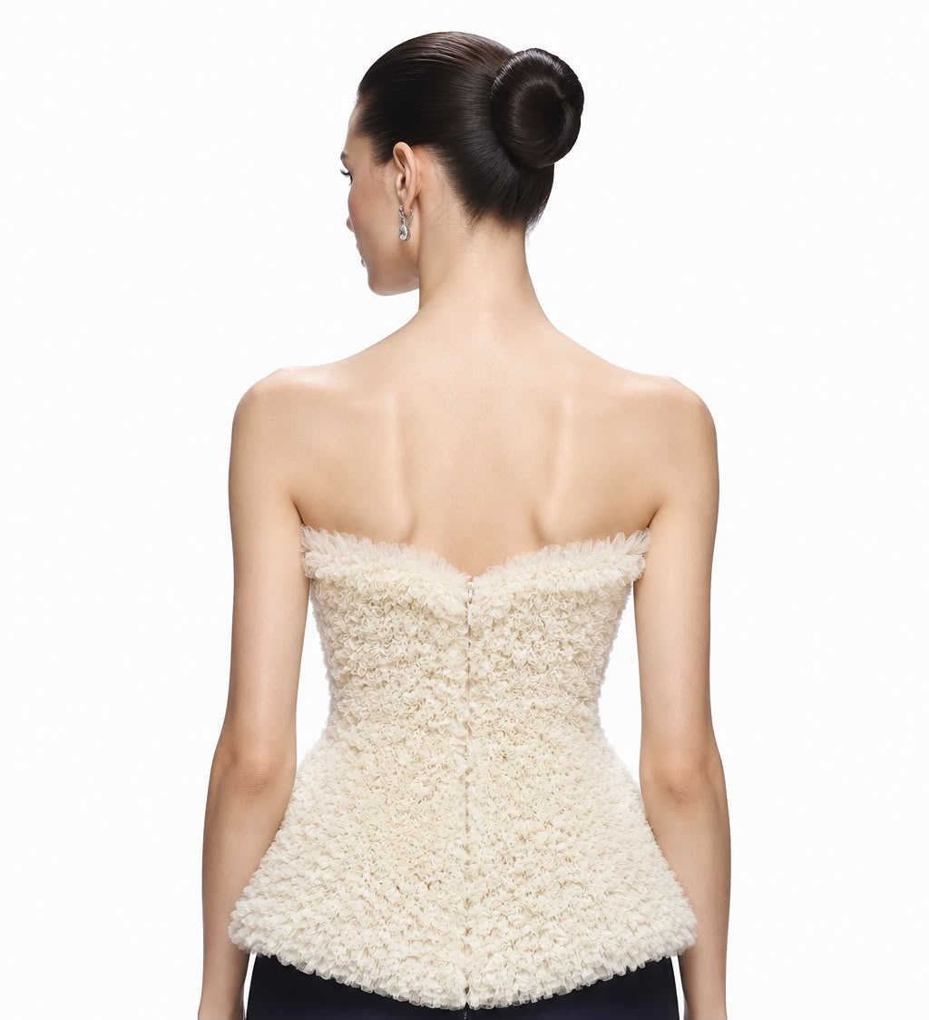 Ivory Ruffle Corset Top - back