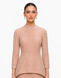Blush Pearl Beaded Peplum Top - front