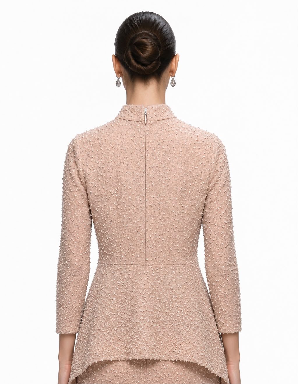 Blush Pearl Beaded Peplum Top - back
