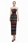 Multicolor Sequin Stripe Column Dress - front