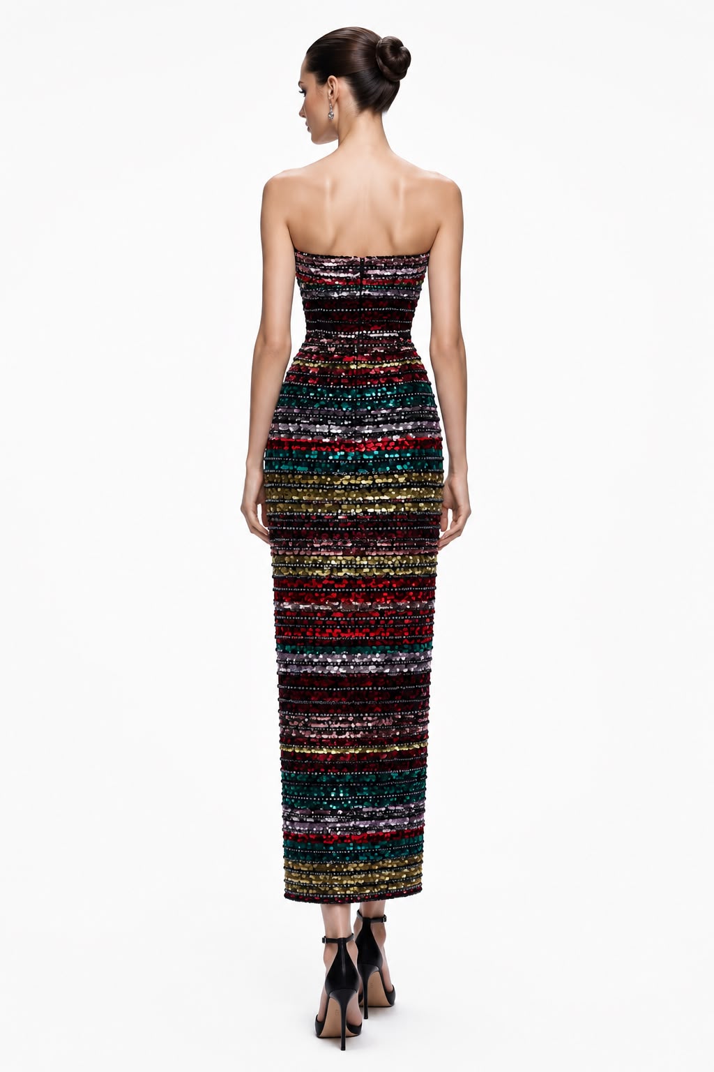 Multicolor Sequin Stripe Column Dress - back