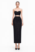 Black Bustier & Beaded Skirt Set - front