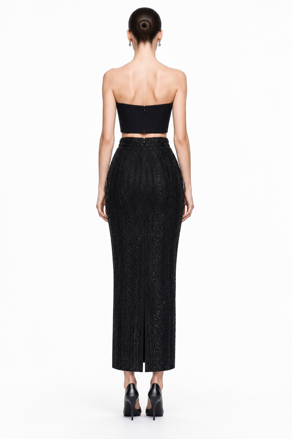 Black Bustier & Beaded Skirt Set - back