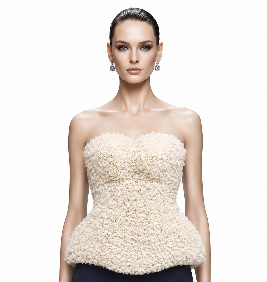 Ivory Ruffle Corset Top - front