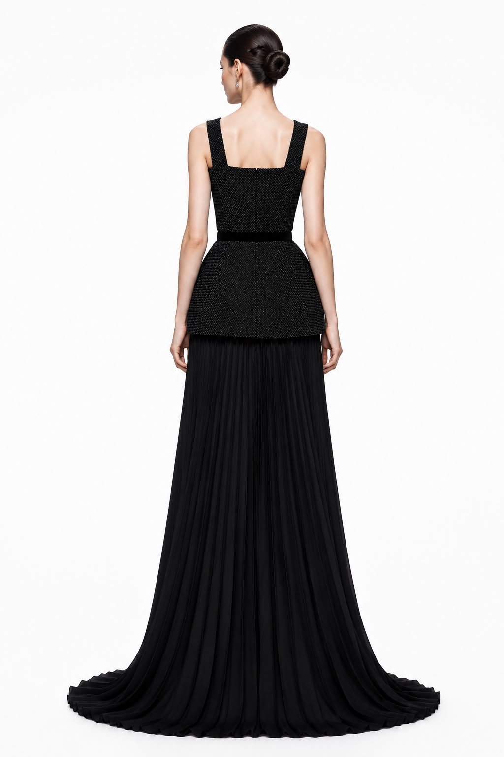 Black Beaded Crop & Peplum Two-Piece - back