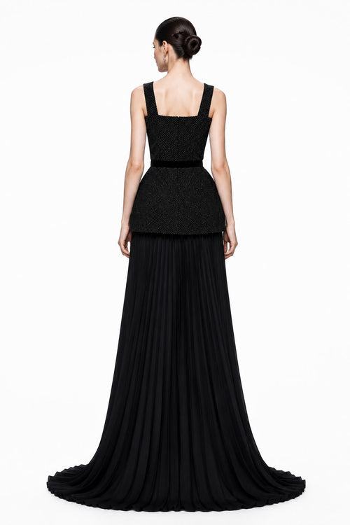 Black Beaded Crop & Peplum Two-Piece - back