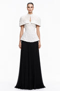 Ivory Floral-Sequin Capelet Two-Piece - front