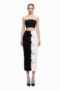 Black & Ivory Draped Two-Piece - front