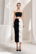 Black & Ivory Draped Two-Piece