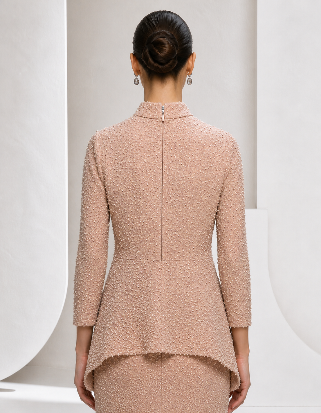 Blush Pearl Beaded Peplum Top