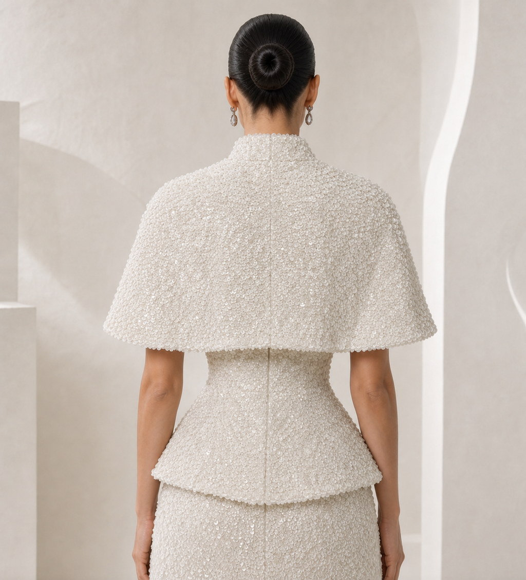 Ivory Pearl Sequin Capelet Set