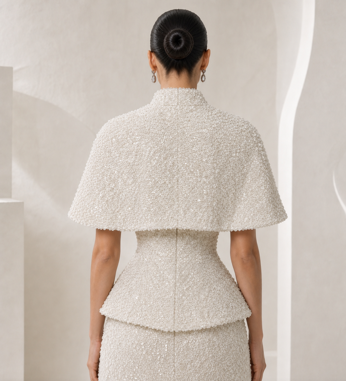 Ivory Pearl Sequin Capelet Set