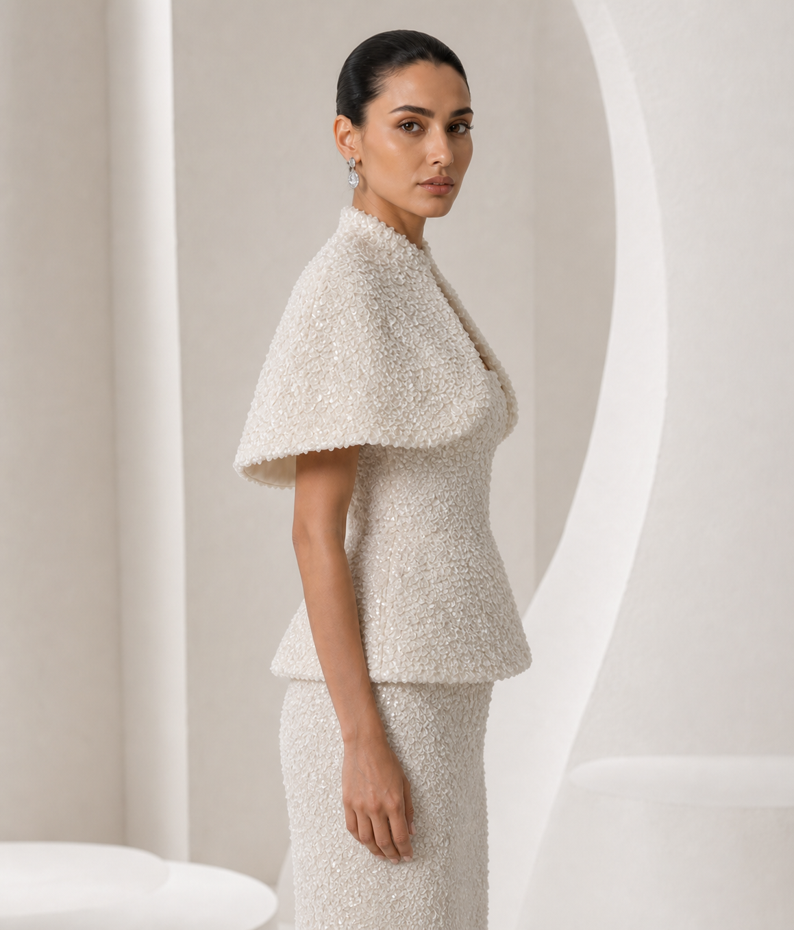 Ivory Pearl Sequin Capelet Set