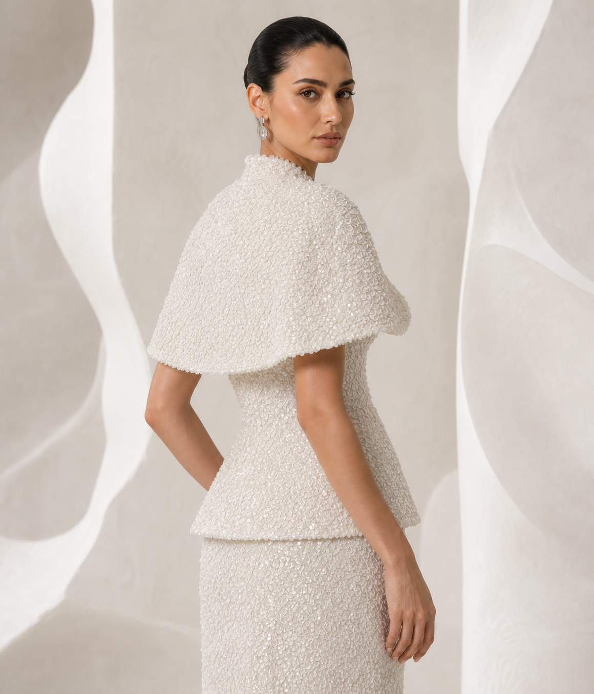 Ivory Pearl Sequin Capelet Set
