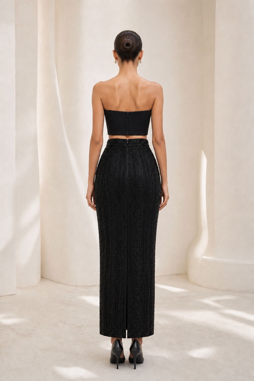 Black Bustier & Beaded Skirt Set