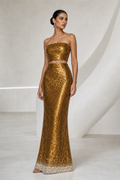 Antique Gold Sequin Two-Piece Set