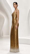 Gilded Sequin Column Gown