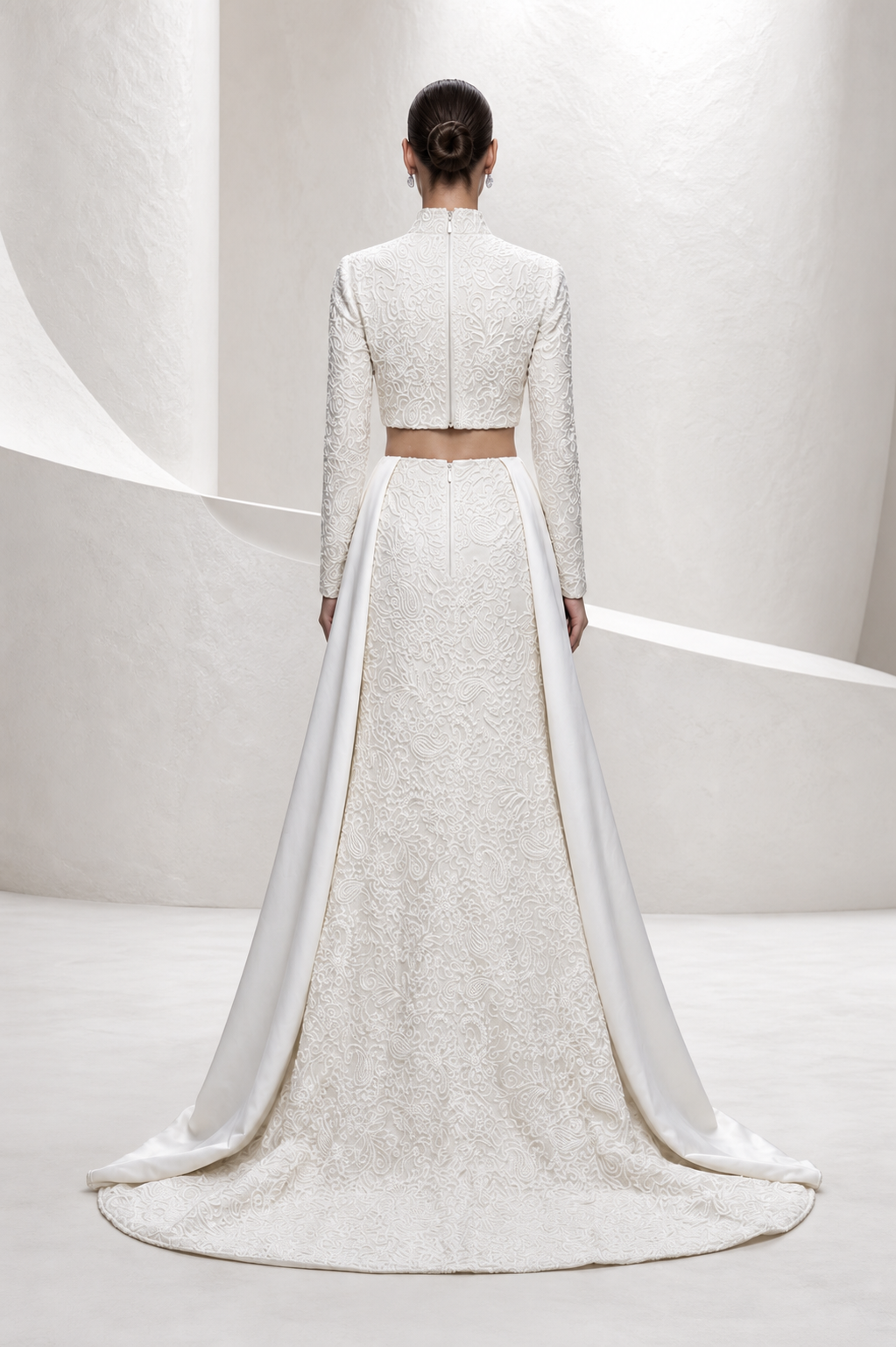 Ivory Lace Two-Piece with Detachable Train