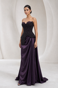 Aubergine Beaded Corset Gown
