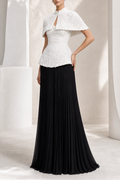 Ivory Floral-Sequin Capelet Two-Piece
